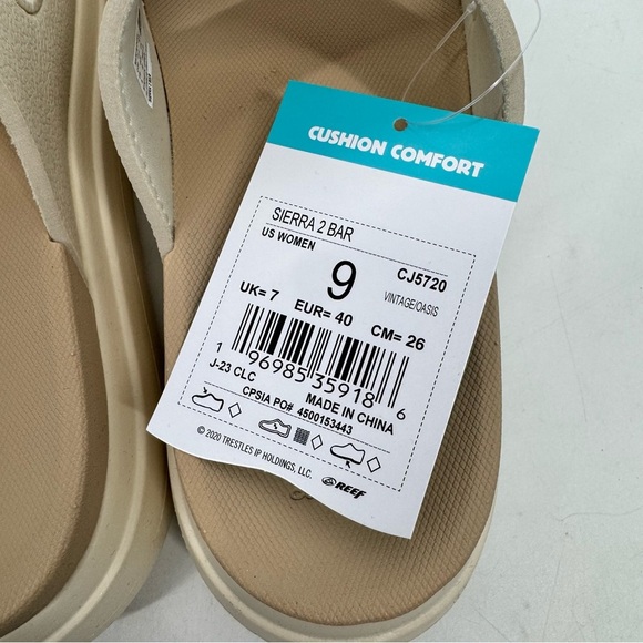 NWT Reef Cushion Bondi 2 Bar Platform Sandals in Vintage/Oasis - Picture 6 of 7